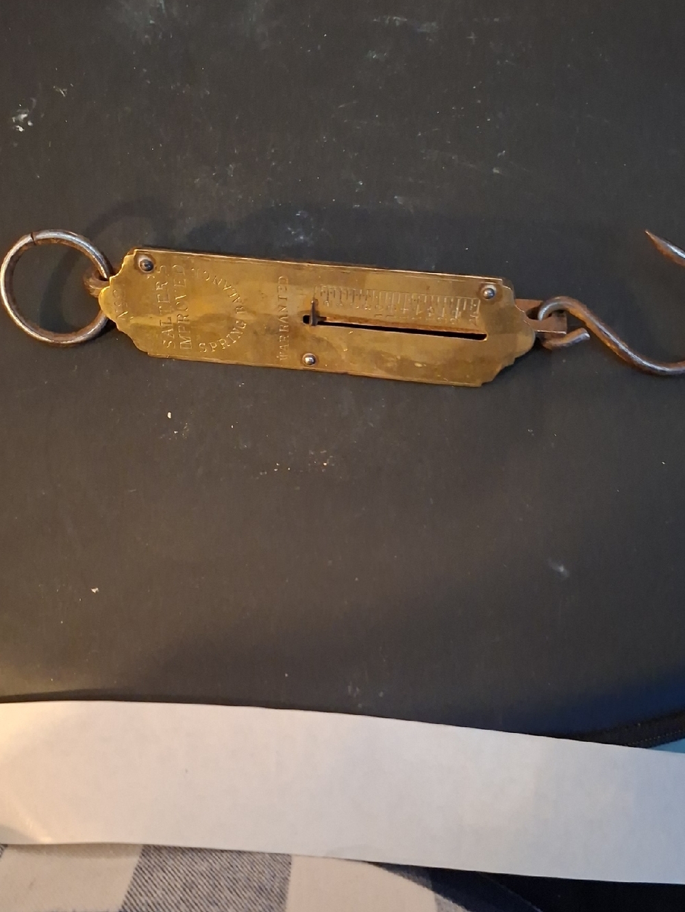 Antique SALTER'S Brass Hanging Scale with Hook - Brass Tone